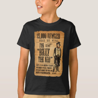 T-shirt Affiche vintage Recherchée/récompense pour Billy