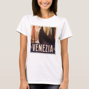 T-shirt Affiche Vintage voyage Montrant Un Canal À Venise