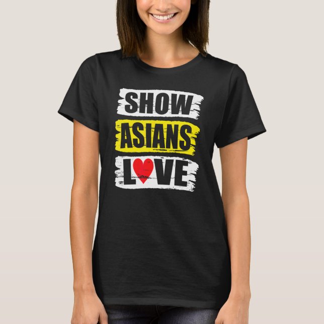 T-shirt Afficher Asians Aimer Blanc Jaune Brush Str (Devant)