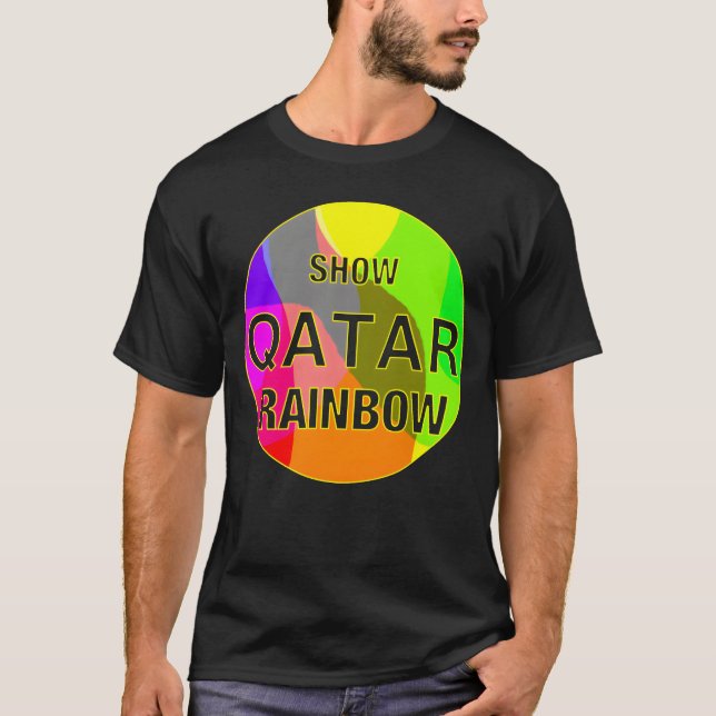 T-shirt Afficher Qatar arc-en-ciel rétro (Devant)