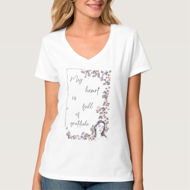 T-shirt Affirmation de gratitude. Floraison de l'état d'es (Devant)