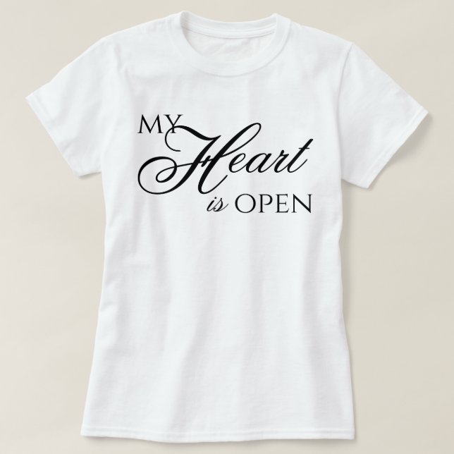 T-shirt affirmation de script esthétique "Mon cœur est ouv (Design devant)