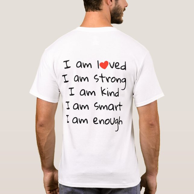 T-shirt Affirmations Typographie cardiaque Rouge Noir (Dos)