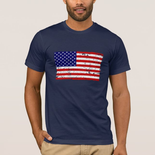 T-shirt affligé de drapeau américain (Devant)