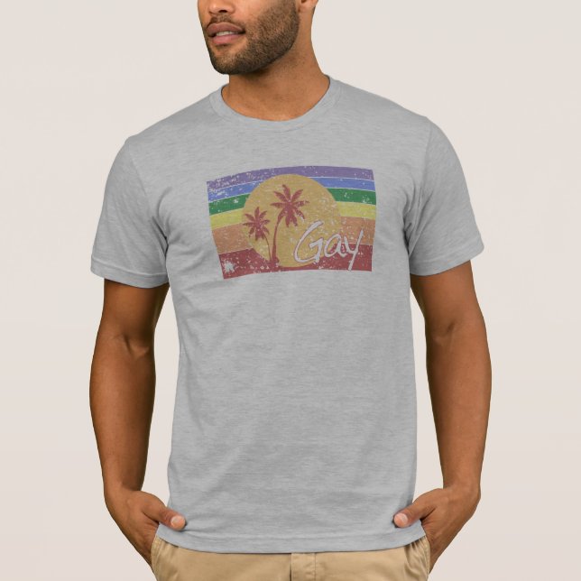 T-shirt affligé par coucher du soleil (Devant)