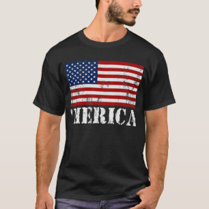 T-shirt affligé par MERICA de drapeau des USA '