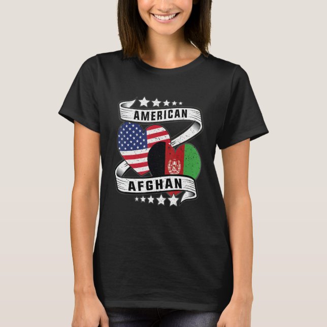 T-shirt Afghan American Half Afghan half American flag hea (Devant)