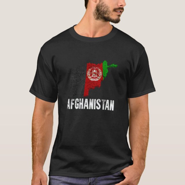 T-shirt Afghan Flag Country Map Outline Afghanistan (Devant)