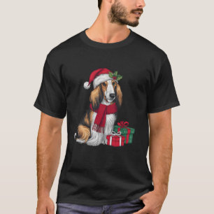 T-shirt Afghan Hound Chien vêtements de Noël Santa Hat Chi