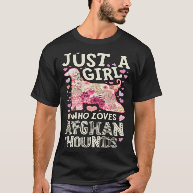 T-shirt Afghan Hound Just A Girl Who Loves Dog Flower Wome (Devant)