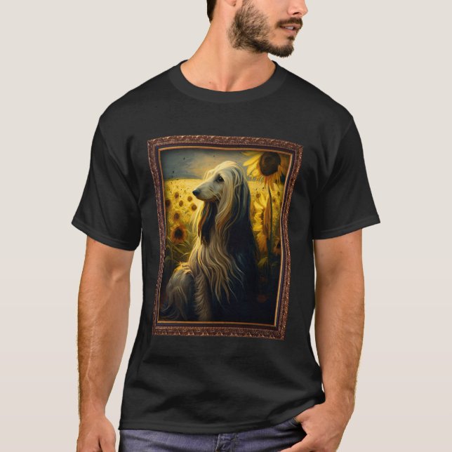 T-shirt Afghan Hound Painting Sunflower Flower Mom Women F (Devant)