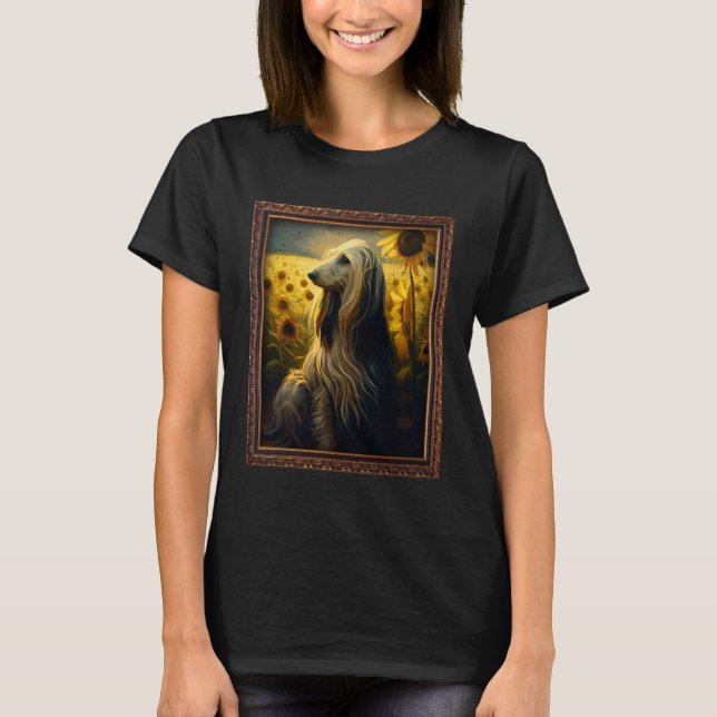 T-shirt Afghan Hound Painting Sunflower Flower Mom Women F (Devant)