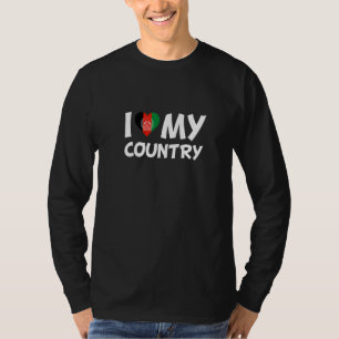T-shirt Afghanistan Drapeau Coeur J'aime mon pays Afghanis