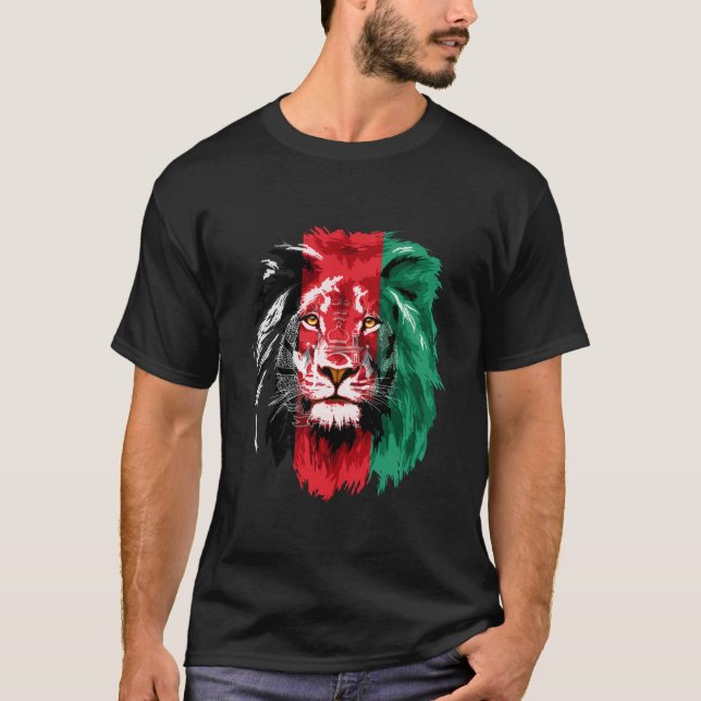 T-shirt Afghanistan Drapeau Lion Libre Afghanistan T Chemi (Devant)
