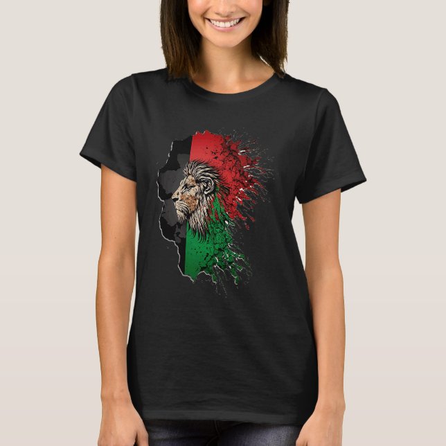 T-shirt Afghanistan Flag Lion Free Afghanistan (Devant)