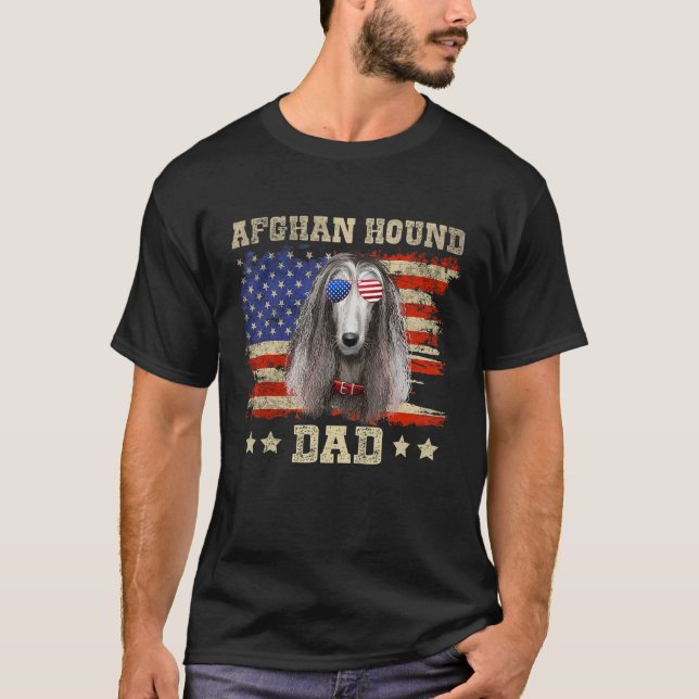 T-shirt Afghanistan Hound Papa Merica American Flag Chien  (Devant)