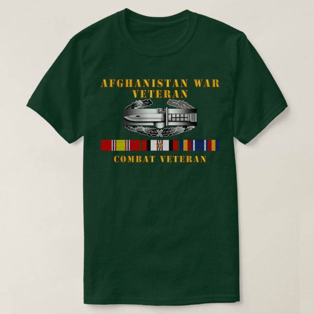 T-shirt AfghanistanBadge d'action de combat vétéran de l'A (Design devant)