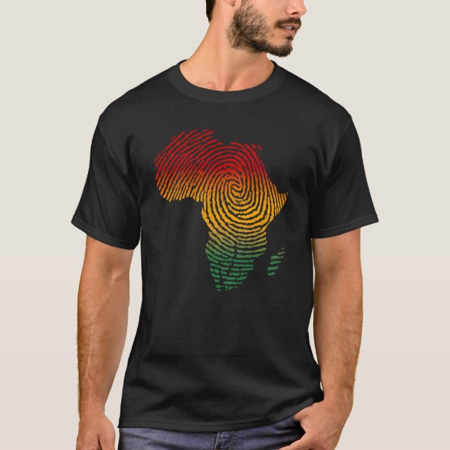 T-shirt Africa Fingerprint African Flag Black Pride DNA Af (Devant)