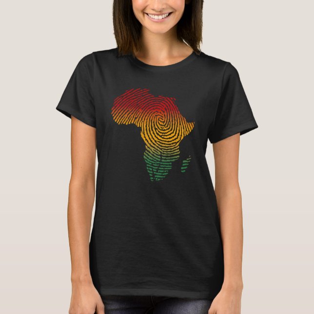T-shirt Africa Fingerprint African Flag Black Pride DNA Af (Devant)