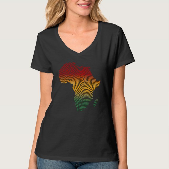 T-shirt Africa Fingerprint African Flag Black Pride DNA Af (Devant)