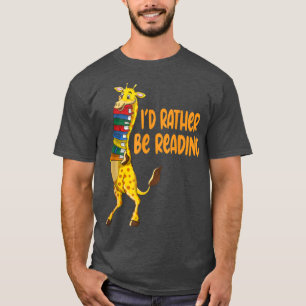 T-shirt Africa Giraffes A Stack Reading Books Lovers Funny