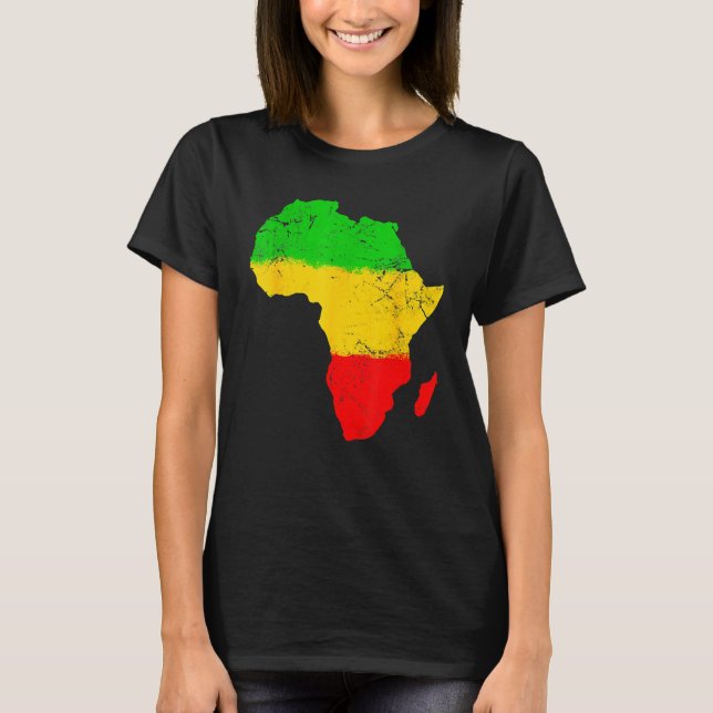T-shirt Africa Map Black History Month Afro African Pride  (Devant)