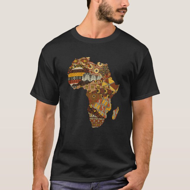 T-shirt Africa Map Kente Cloth Black History Month Afro Af (Devant)