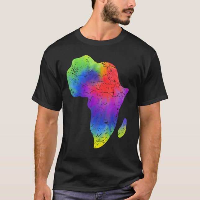 T-shirt Africa Map Reggae Rasta Tie Dye Black African Amer (Devant)