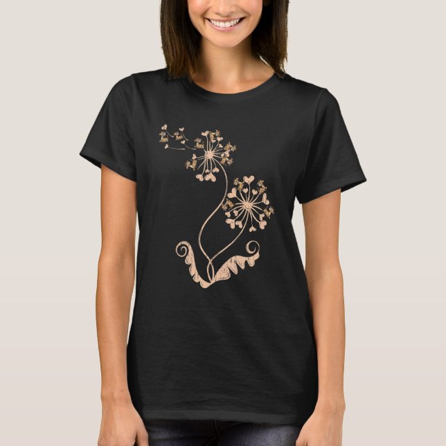 T-shirt Africa Safari Zoo Animal  Hearts Dandelion Giraffe (Devant)