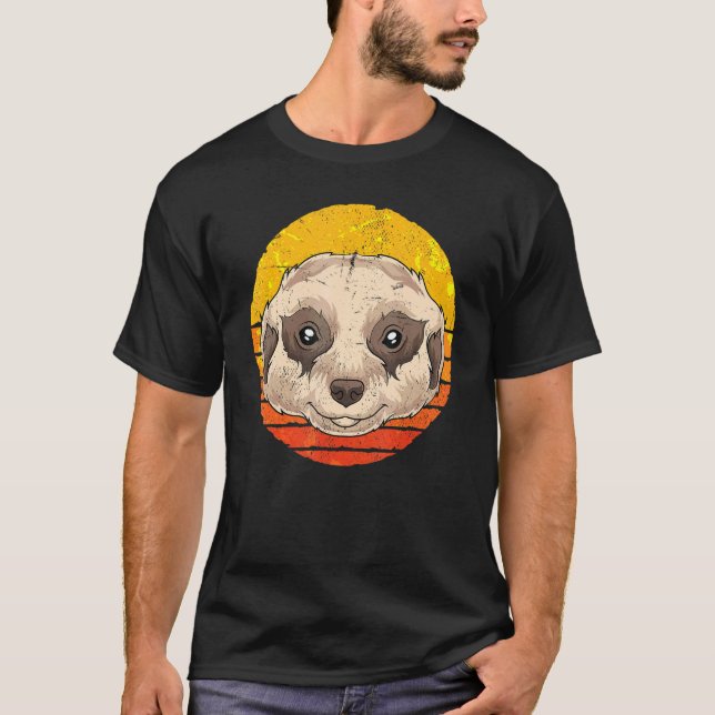 T-shirt Africa Safari Zoo Animal  Retro Meerkat (Devant)
