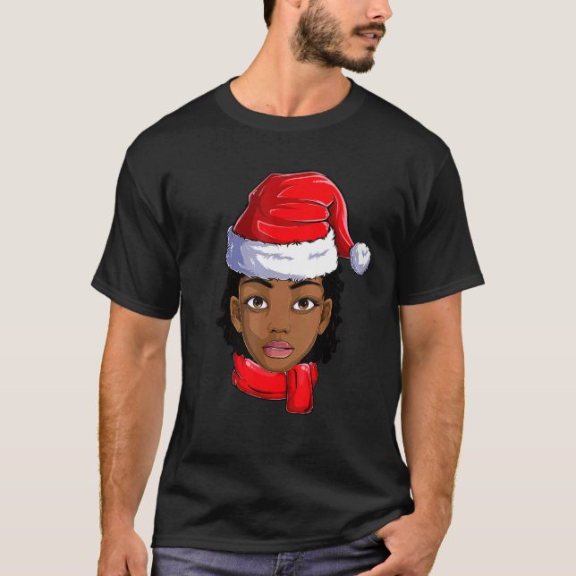 T-shirt Africain-Américain Père Noël Black Women Apparel C (Devant)