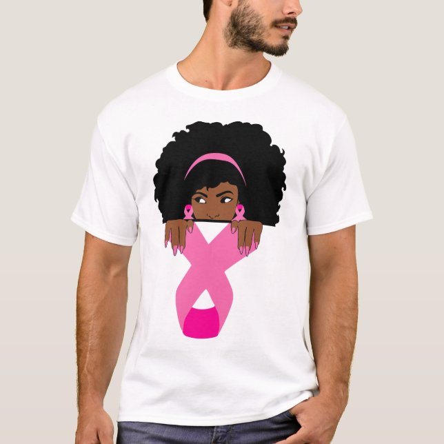 T-shirt Africain Américain Sensibilisation au cancer du se (Devant)