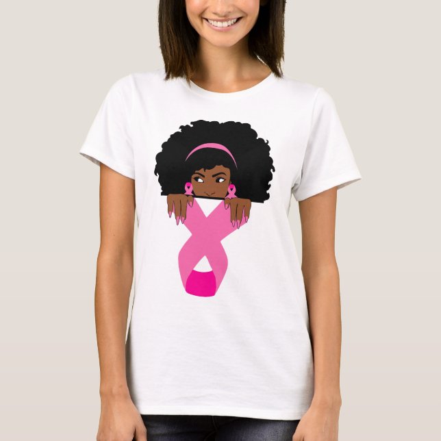 T-shirt Africain Américain Sensibilisation au cancer du se (Devant)
