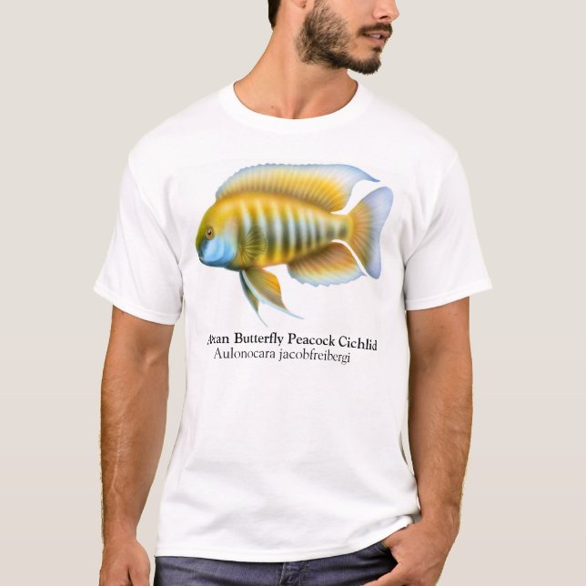 T-shirt africain de Cichlid de paon d'Aulonocara (Devant)