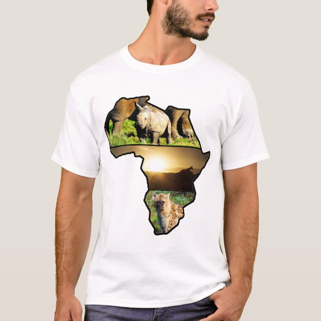T-shirt Africain de la faune Hyena, Rhino, Giraffe (Devant)