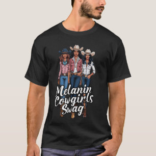 T-shirt Africain Mélanine Cowgirl Swag Vacheresse Noire Oc
