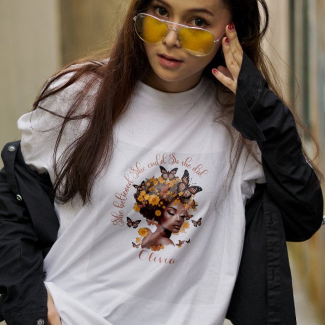 T-shirt Africaine Américaine Elle croyait qu'elle pouvait (Créateur téléchargé)