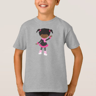 T-shirt Africaine Américaine, fille de patinage sur glace,