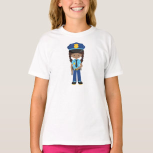 T-shirt Africaine Américaine, Police Girl, Police Officer