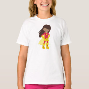 T-shirt Africaine Américaine, Superhero Girl, Costume roug
