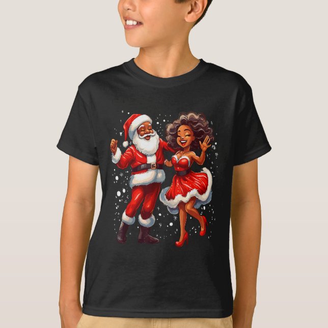 T-shirt African American Christmas African Santa Mrs Claus (Devant)