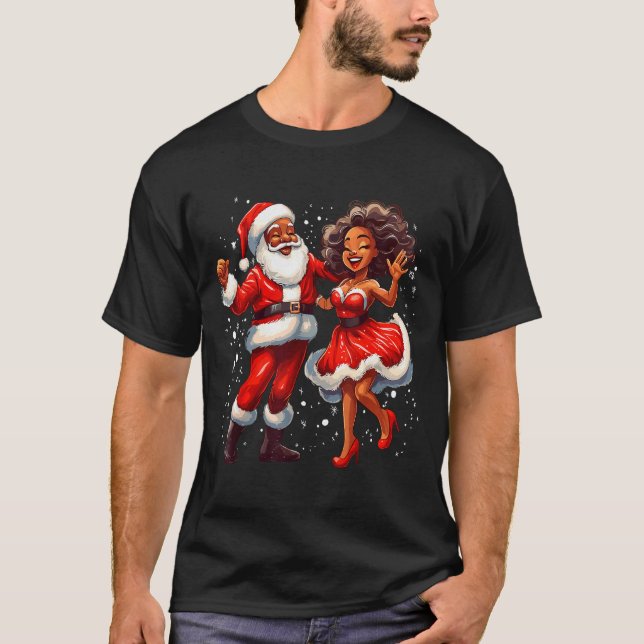 T-shirt African American Christmas African Santa Mrs Claus (Devant)