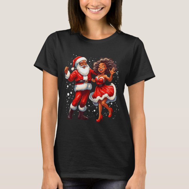T-shirt African American Christmas African Santa Mrs Claus (Devant)