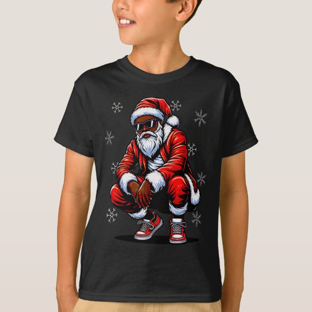 T-shirt African American Christmas Pajama Xmas Afro Santa  (Devant)