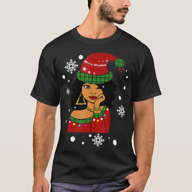 T-shirt African American Christmas Santa Claus  (Devant)