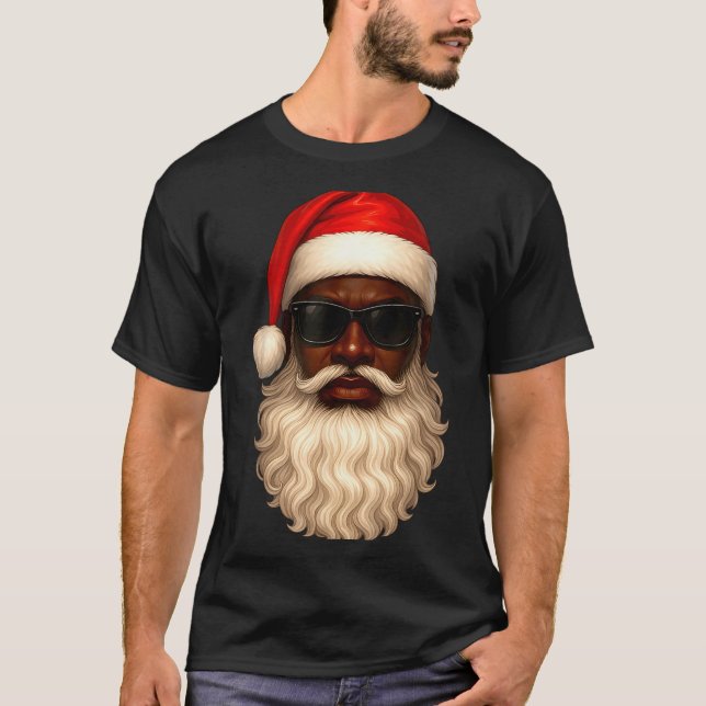 T-shirt African American Cool Santa Claus Christmas Pajama (Devant)