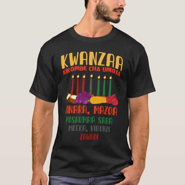 T-shirt African American Holiday or Kwanzaa Kinara or Kwan (Devant)