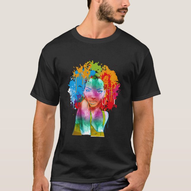 T-shirt African American Lady Afro Painting (Devant)