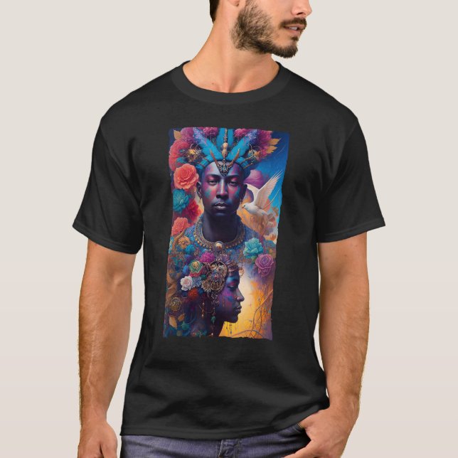 T-shirt African American Man and Woman Mystical Fantasy AI (Devant)