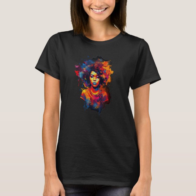 T-shirt African American  Natural Black Hair Beauty Art (Devant)
